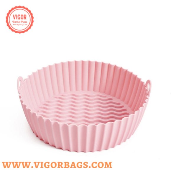 Silicone Non Stick Round Basket with Handles & 8 inch Basket Silicone Mat With H - Picture 2 of 14